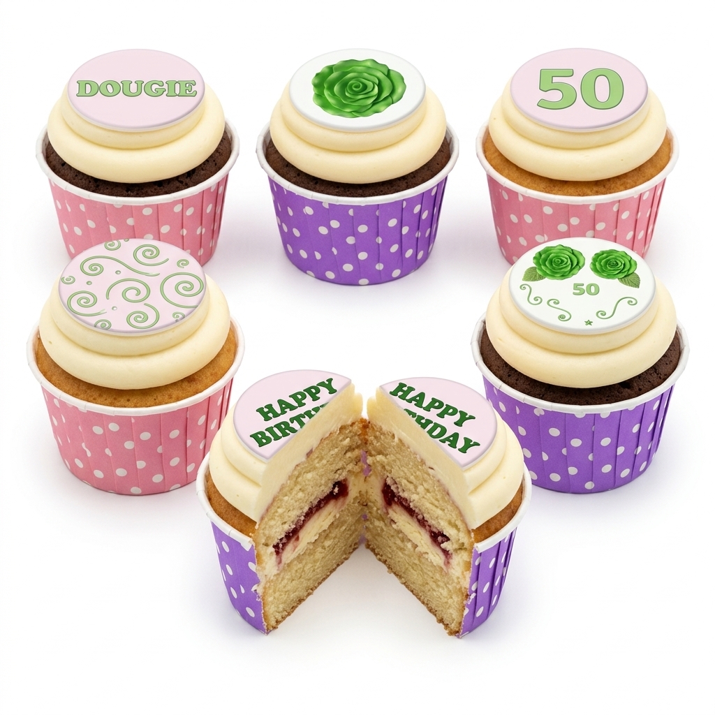 Custom Age Floral Birthday Cupcakes