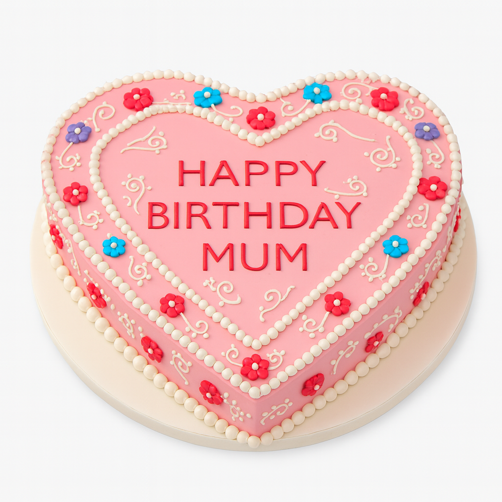 Heart-Shaped Floral Mum Birthday Cake 