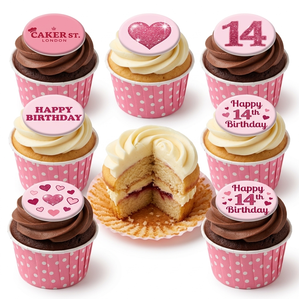 Pink Heart Birthday Cupcakes for Her