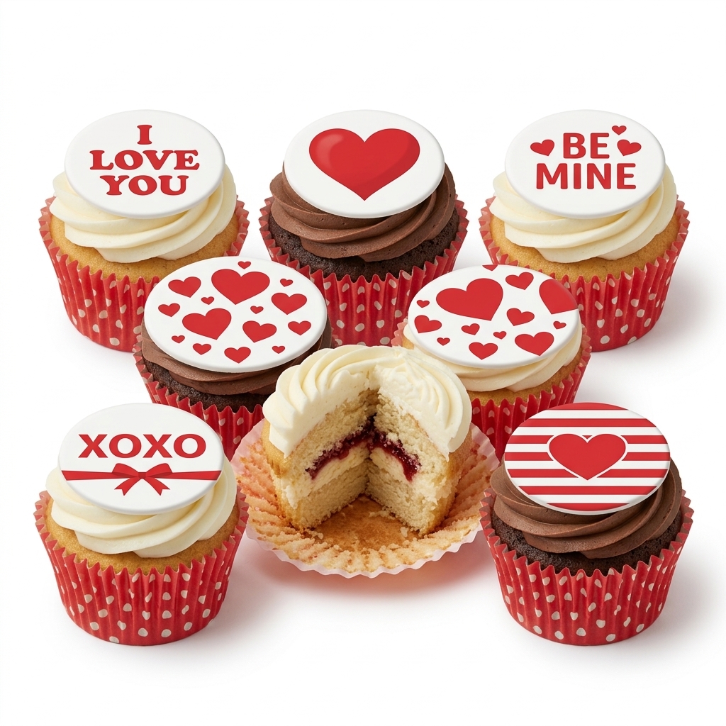Love Heart Birthday Cupcakes