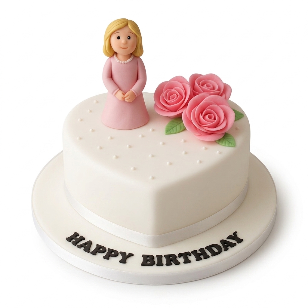 Elegant Heart Shaped Birthday Cake For Her