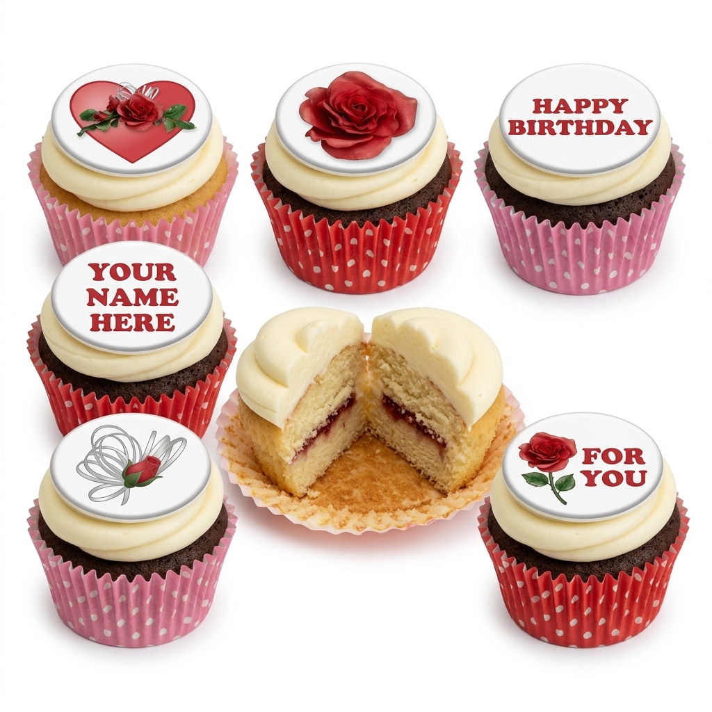 Elegant Rose Birthday Cupcakes