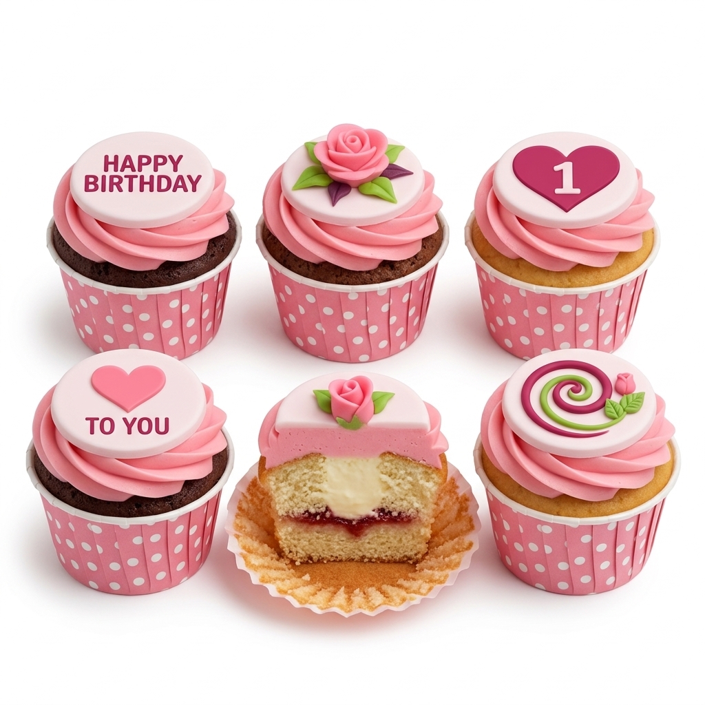 Pink Floral Birthday Cupcakes for Her