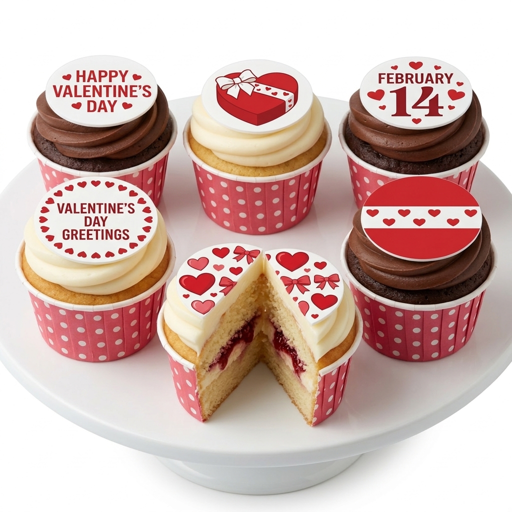 Valentine's Day Heart & Gift Cupcakes