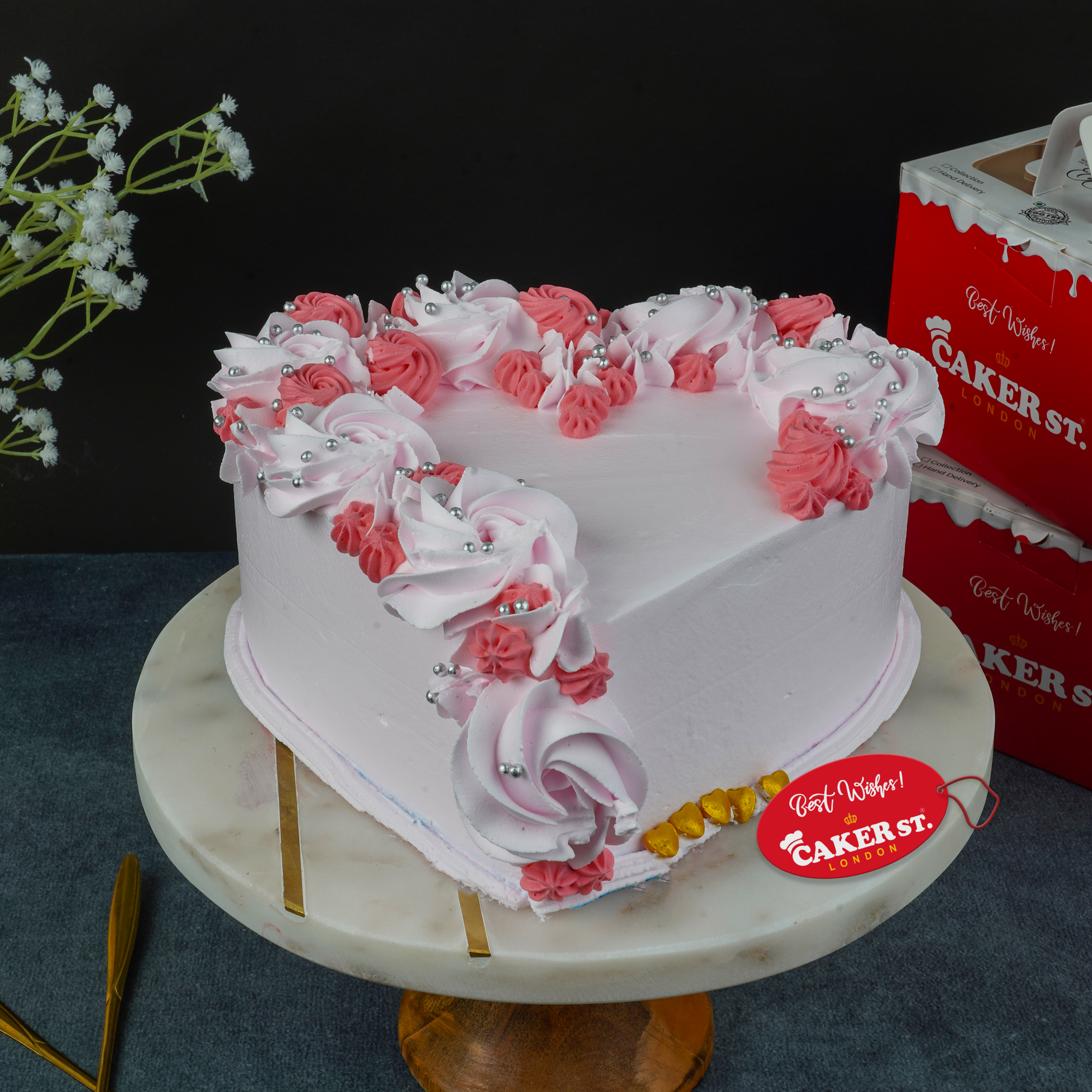 Heart Strawberry Rose Cake