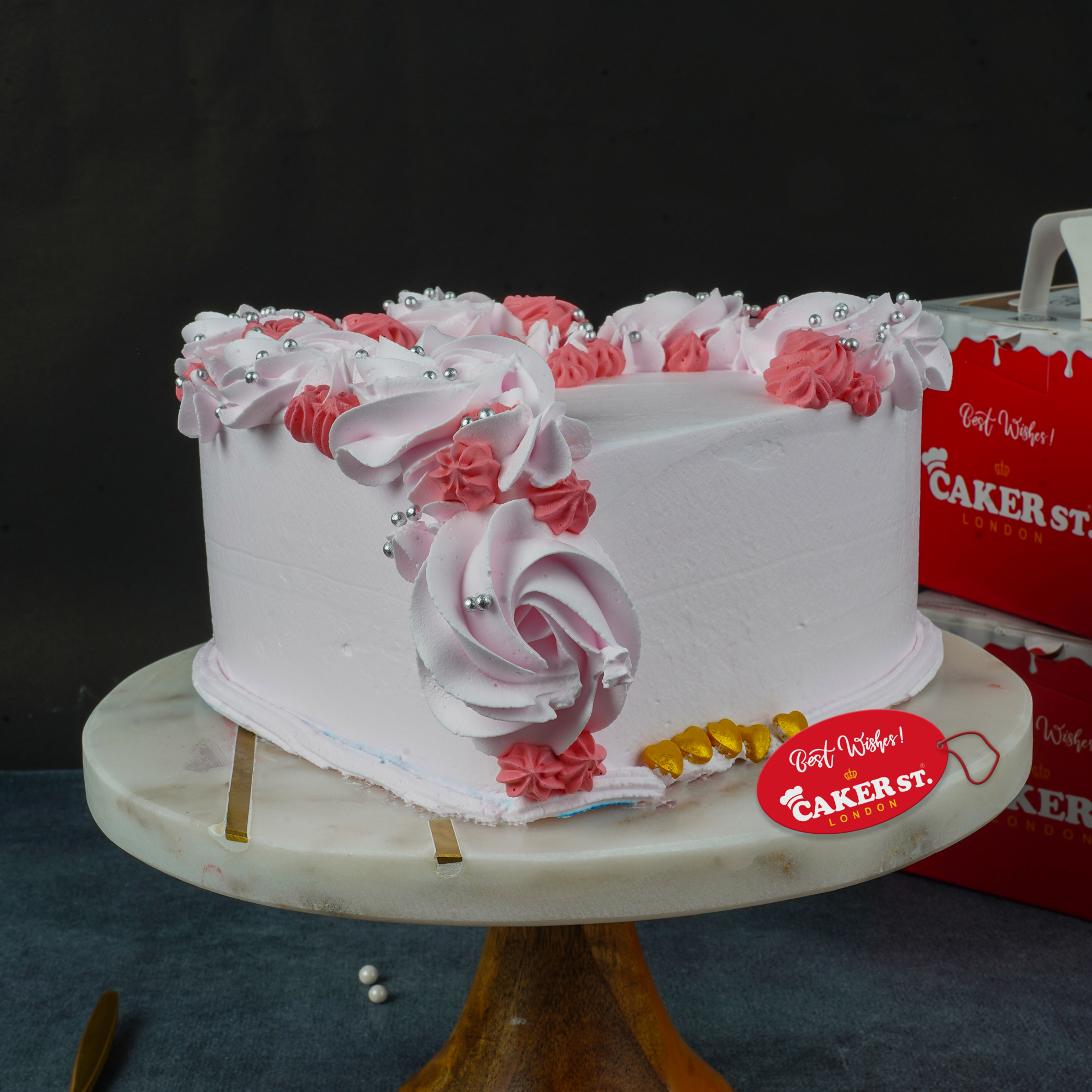 Heart Strawberry Rose Cake