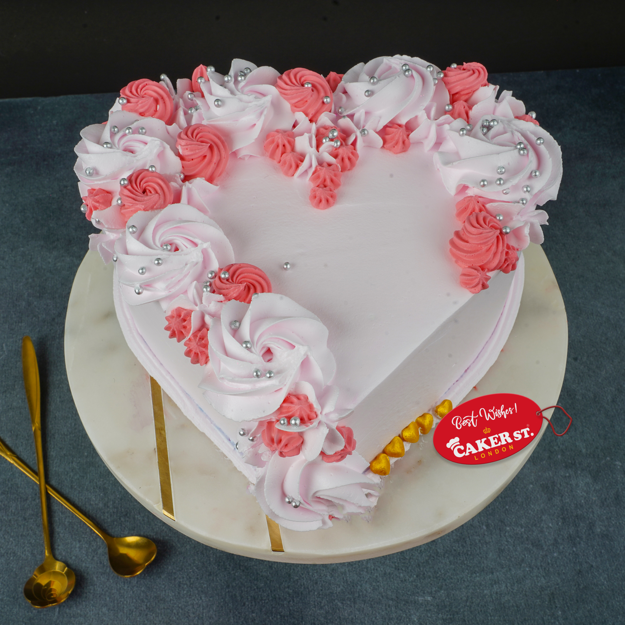 Heart Strawberry Rose Cake