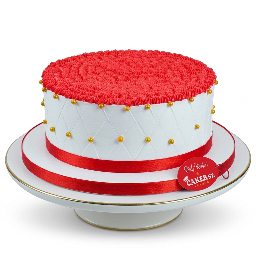 Elegant Red Rosette Birthday Cake For Her