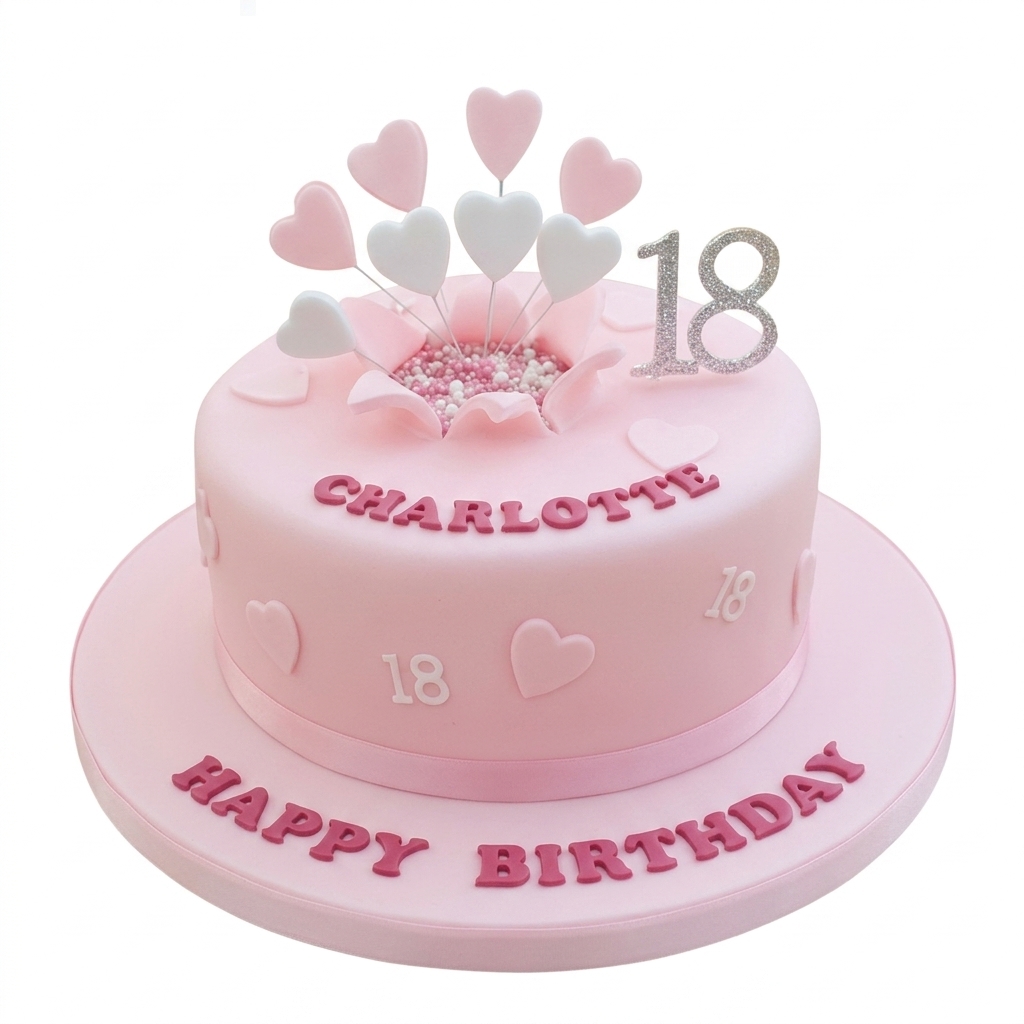 Pink Heart Birthday Cake for Her