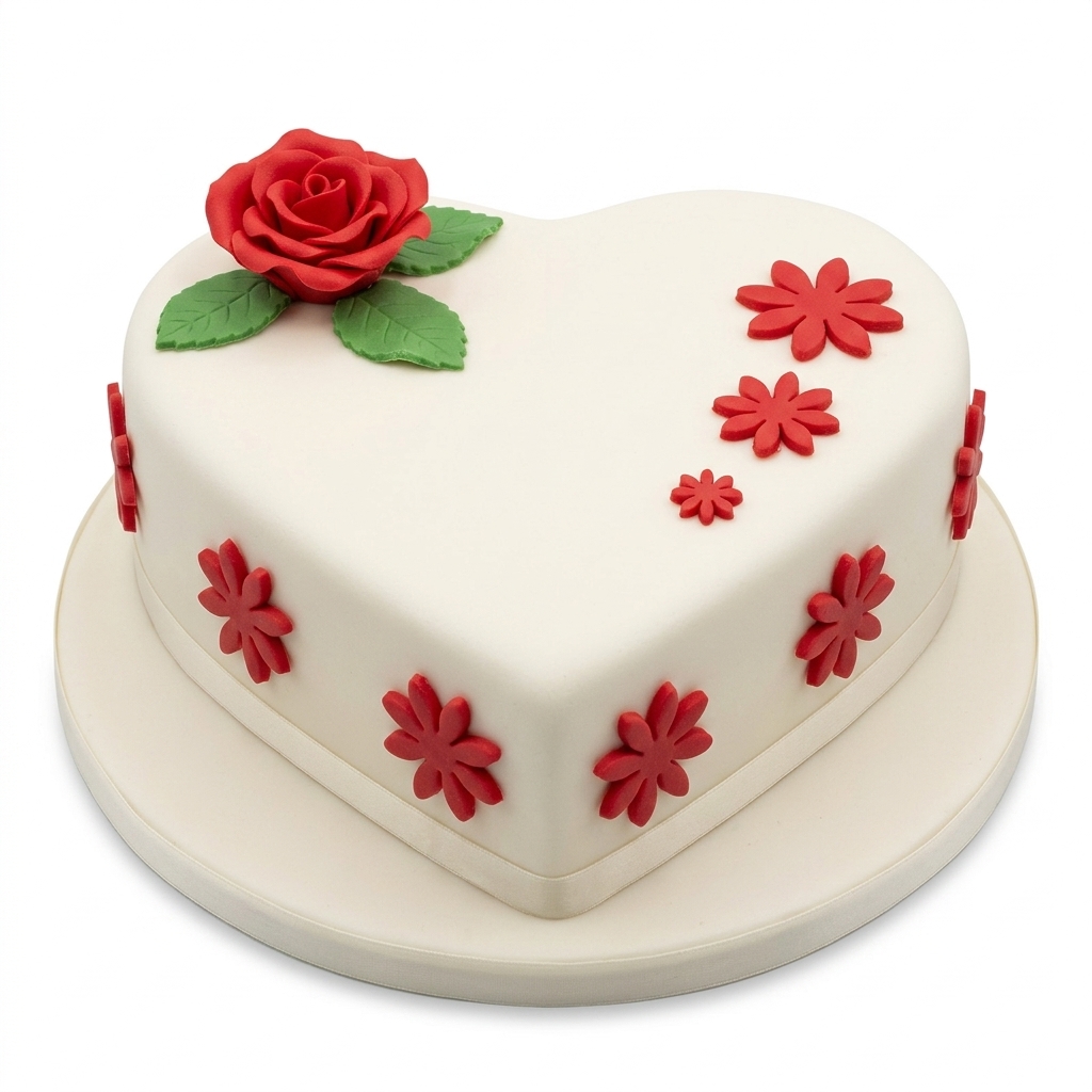 Heart Shaped Floral Birthday Cake