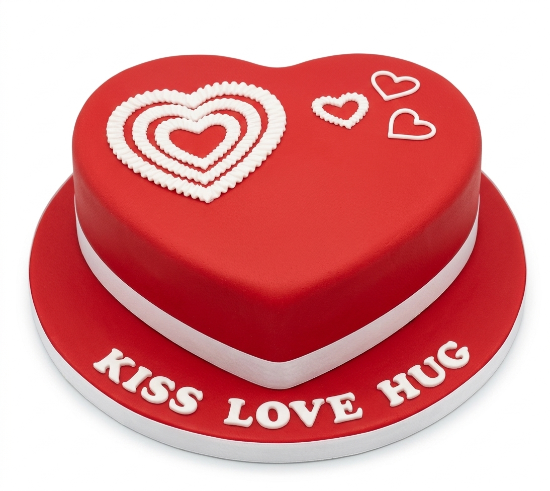 Red Heart Love Cake with Custom Message