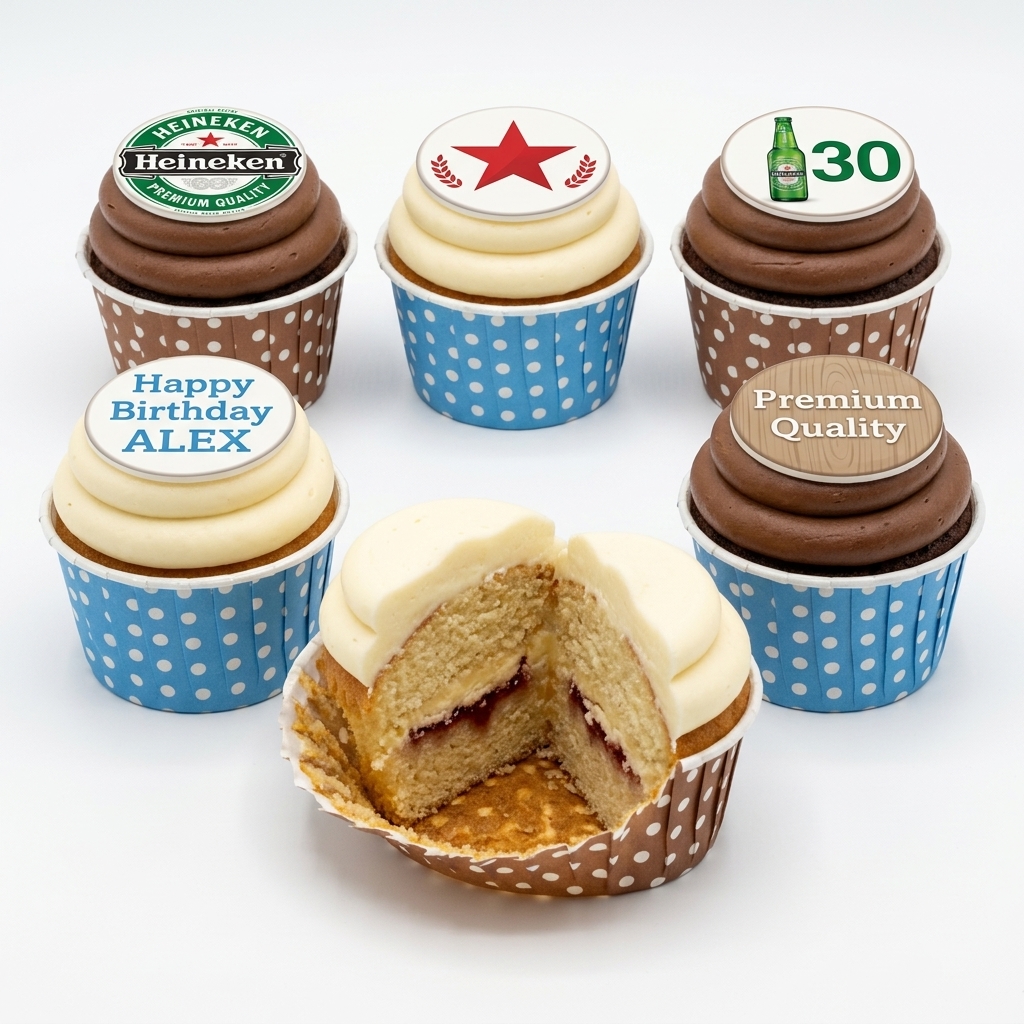Beer Theme Birthday Cupcakes with Custom Toppers