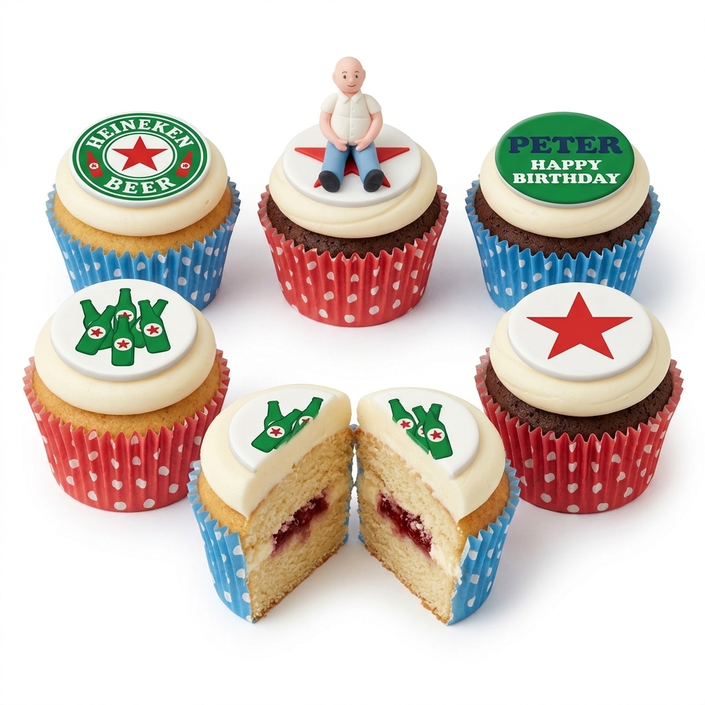 Heineken Beer Theme Birthday Cupcakes