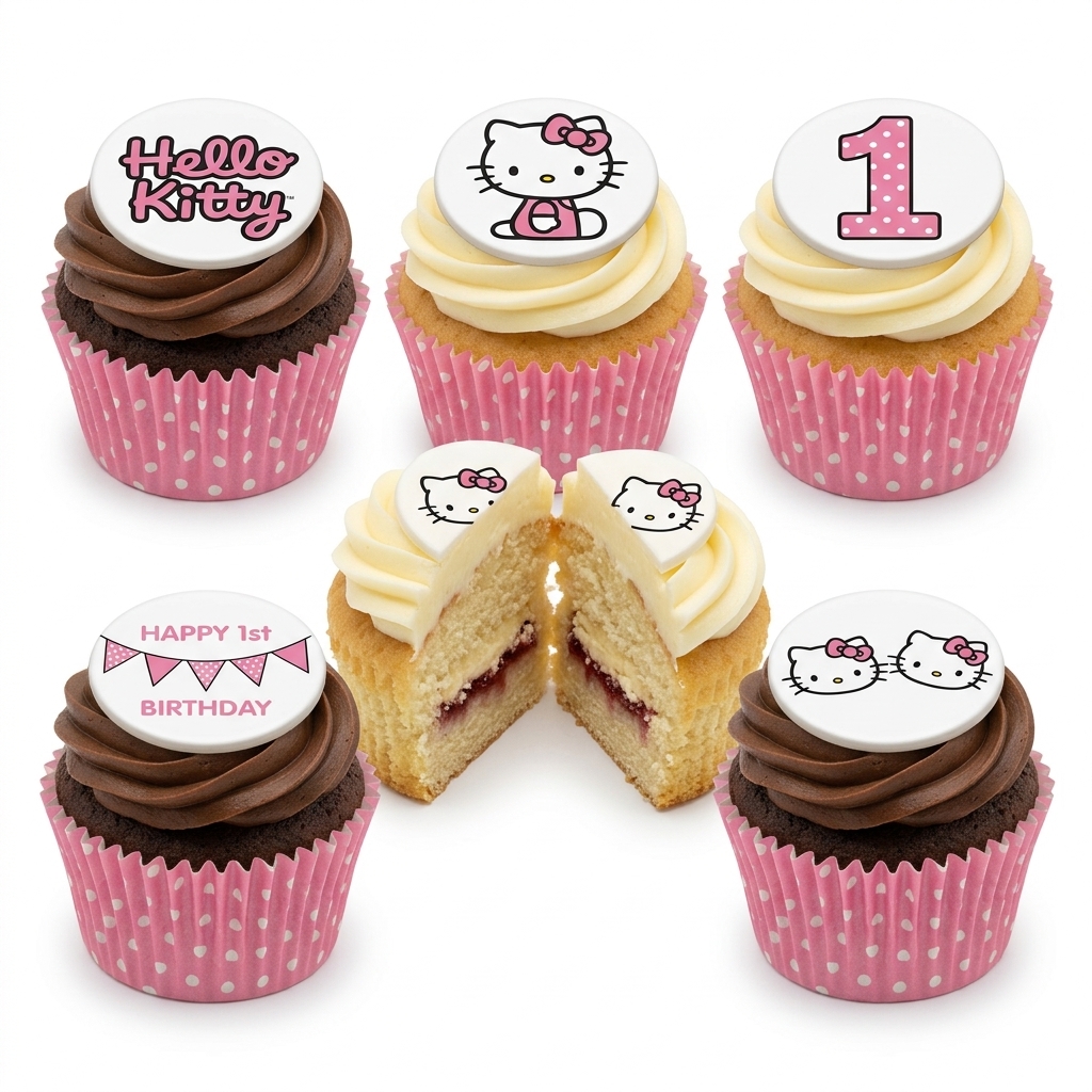 Hello Kitty Birthday Cupcakes