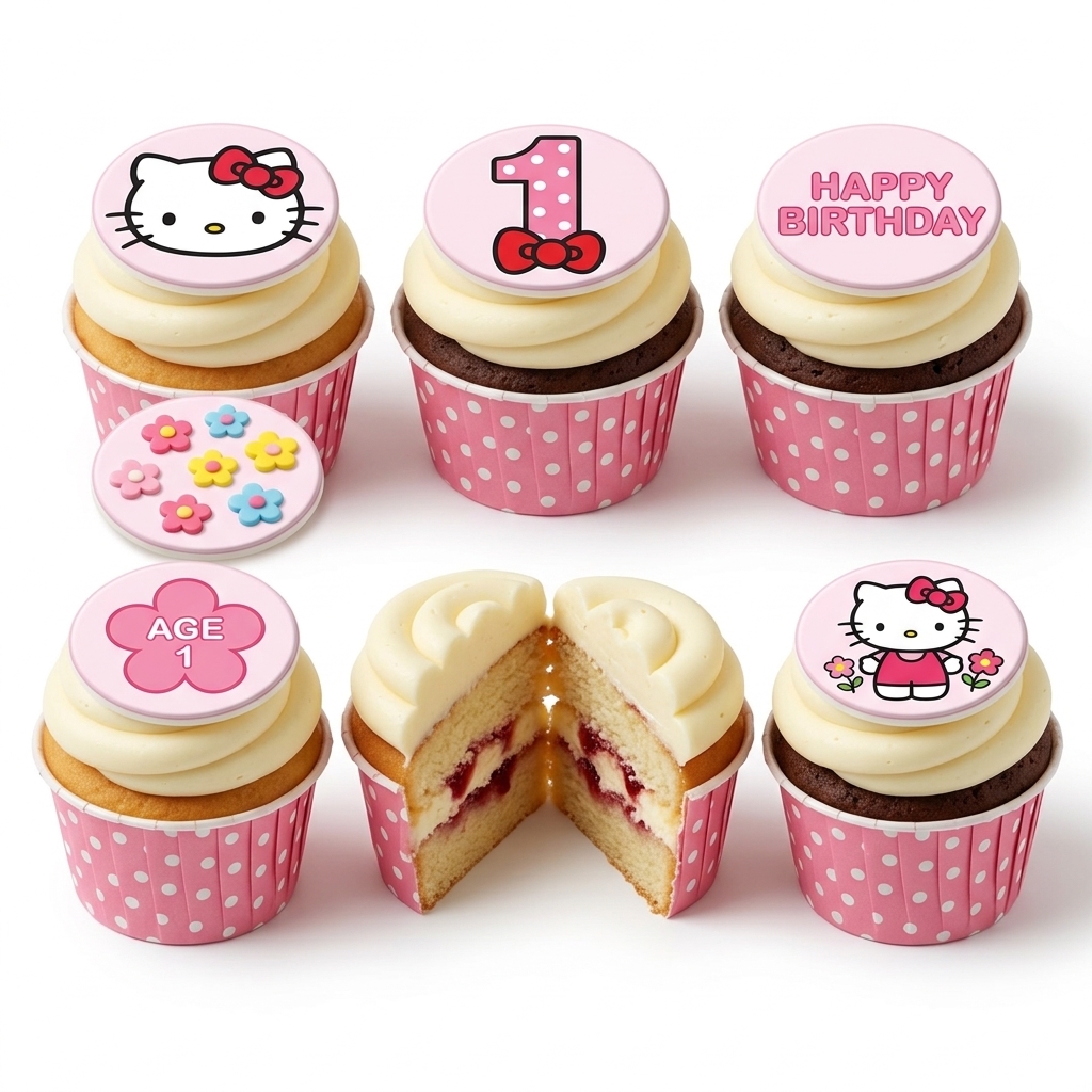 Hello Kitty Birthday Cupcakes