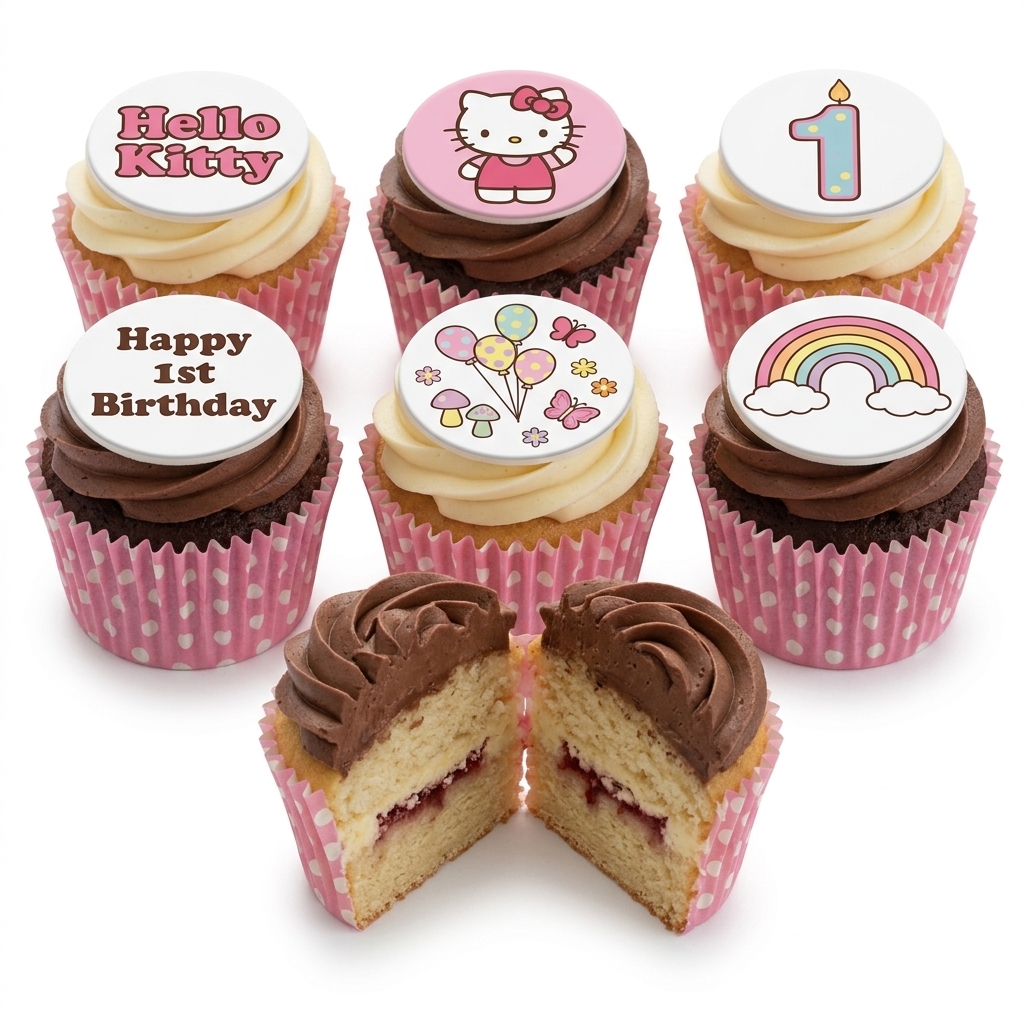 Hello Kitty 1st Birthday Cupcakes