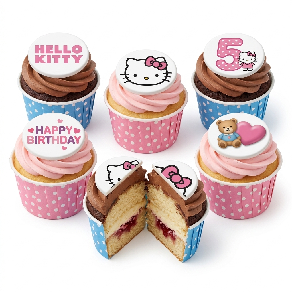 Hello Kitty Birthday Cupcakes