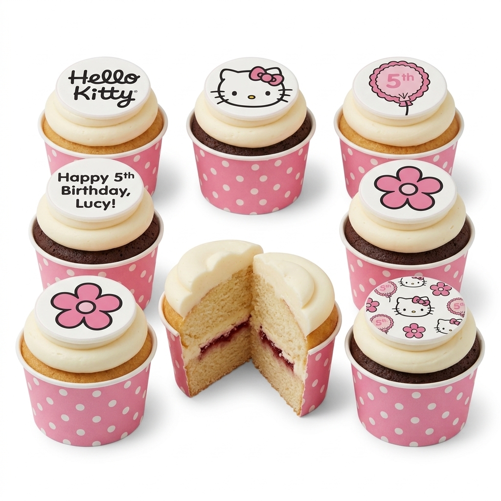 Hello Kitty Birthday Cupcakes