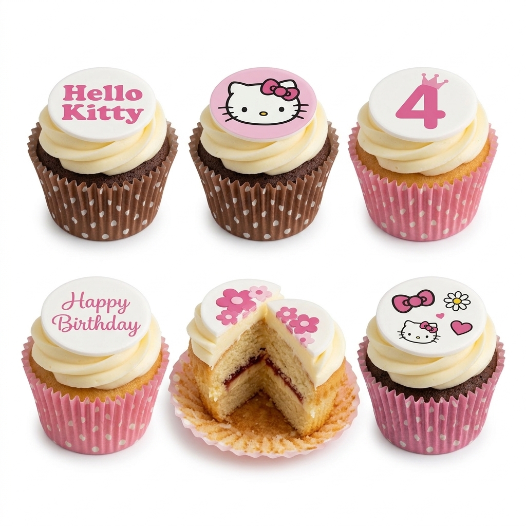 Hello Kitty Birthday Cupcakes with Custom Age Topper