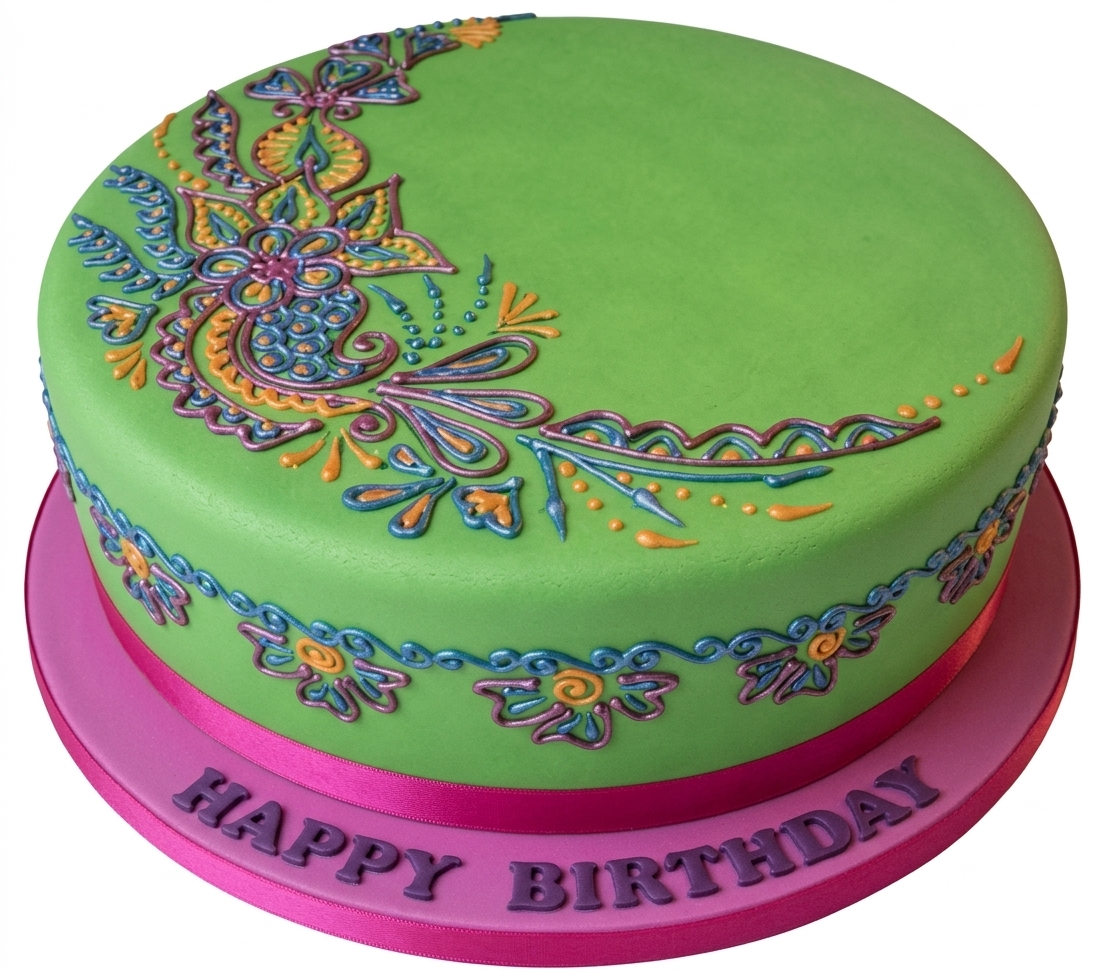 Indian Design Floral Birthday Cake