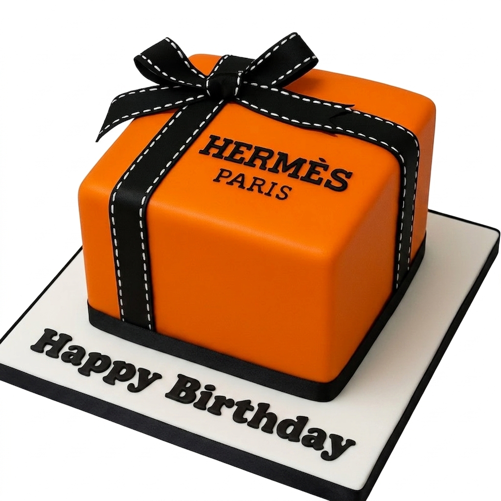 Hermes Style Gift Box Birthday Cake