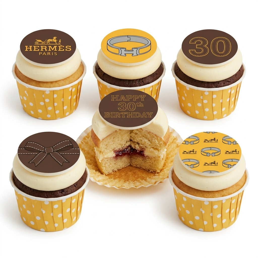 Hermes Designer Birthday Cupcakes