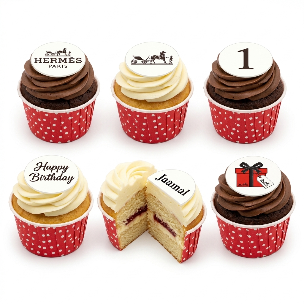 Hermes Inspired Birthday Cupcakes with Custom Age