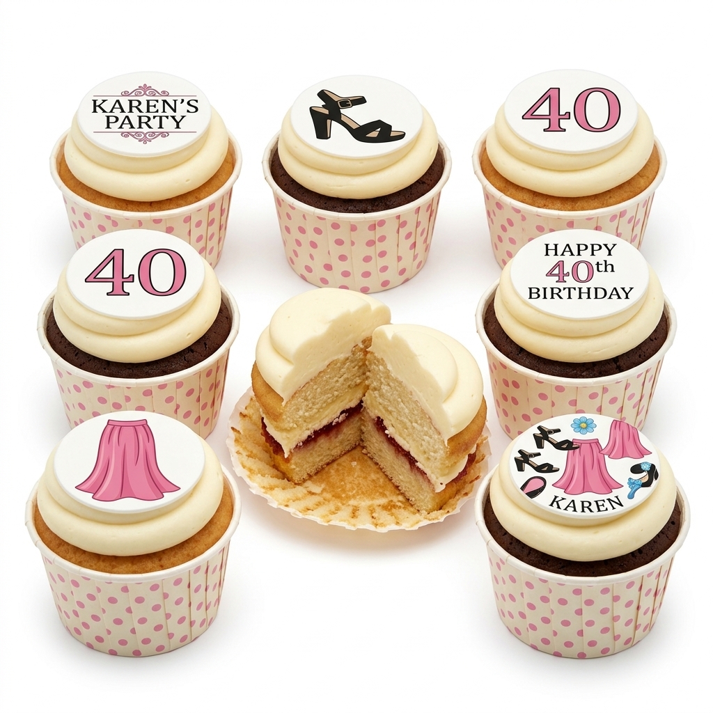 Fashion Birthday Cupcakes for Her with Custom Age Toppers