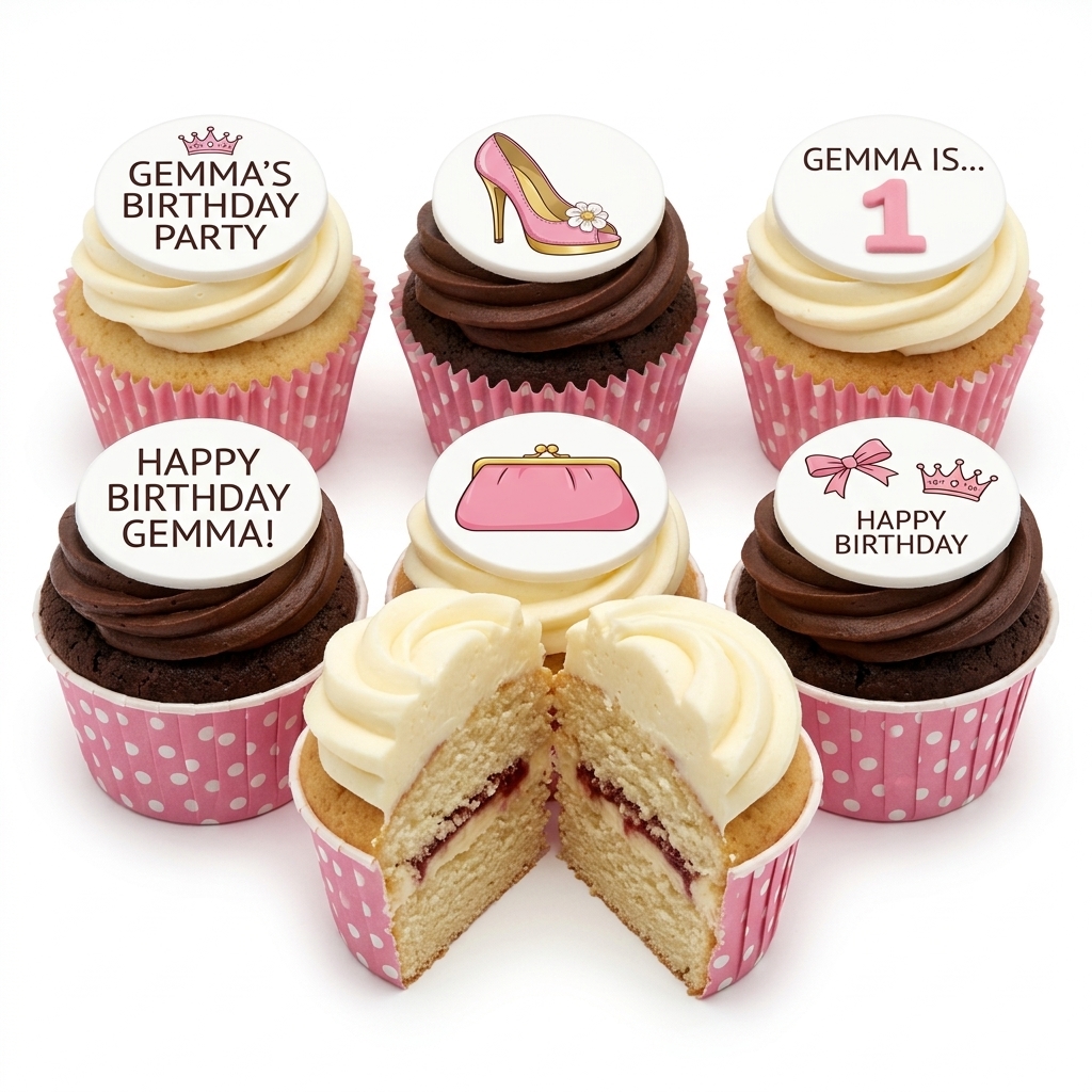 Ladies Fashion Birthday Cupcakes with Custom Toppers
