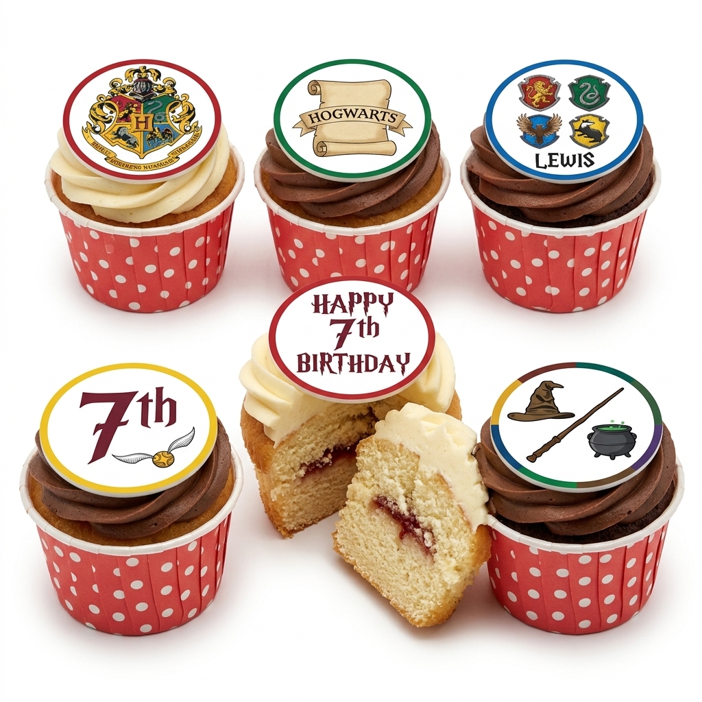 Harry Potter Birthday Cupcakes with Custom Toppers