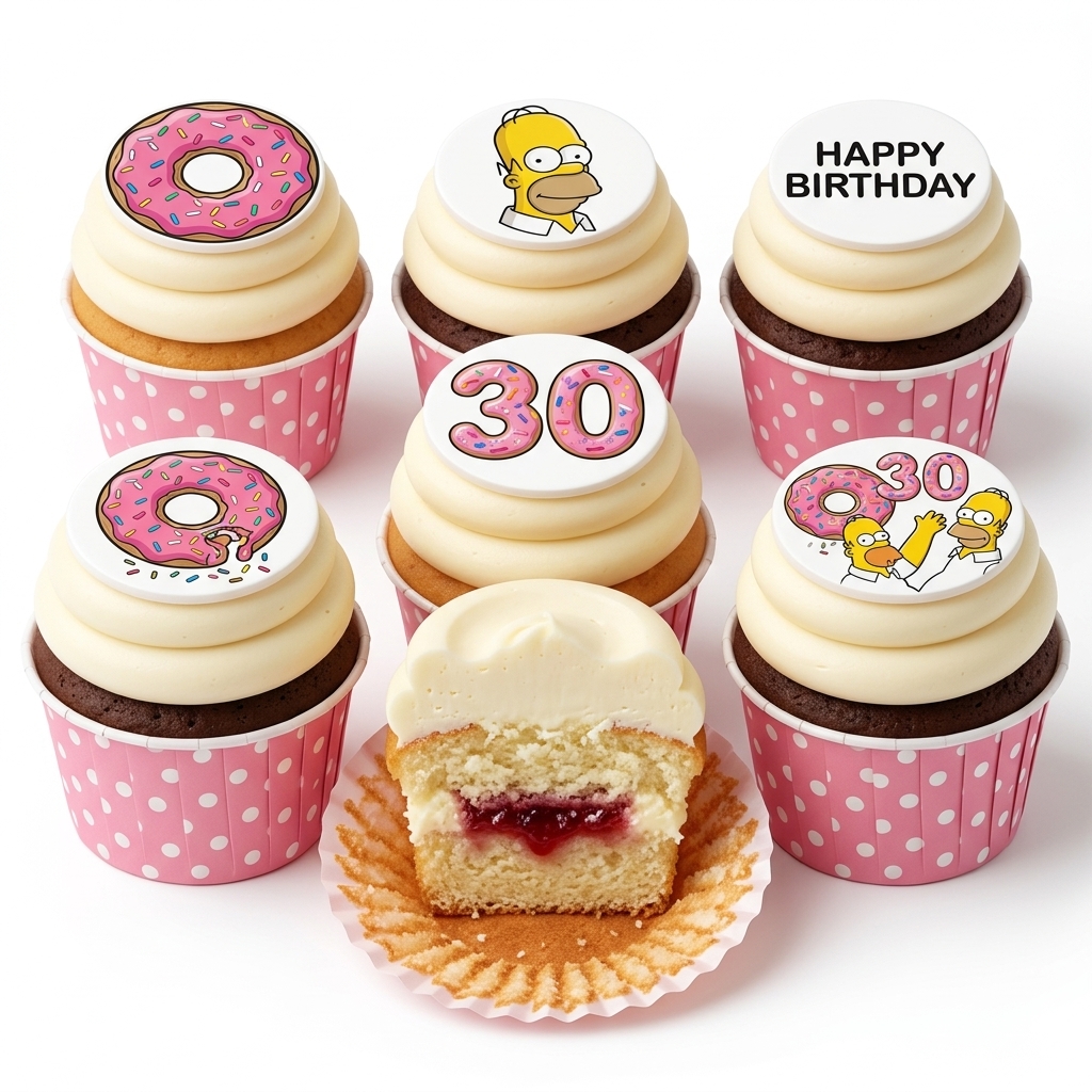The Simpsons Birthday Cupcakes with Custom Age Topper
