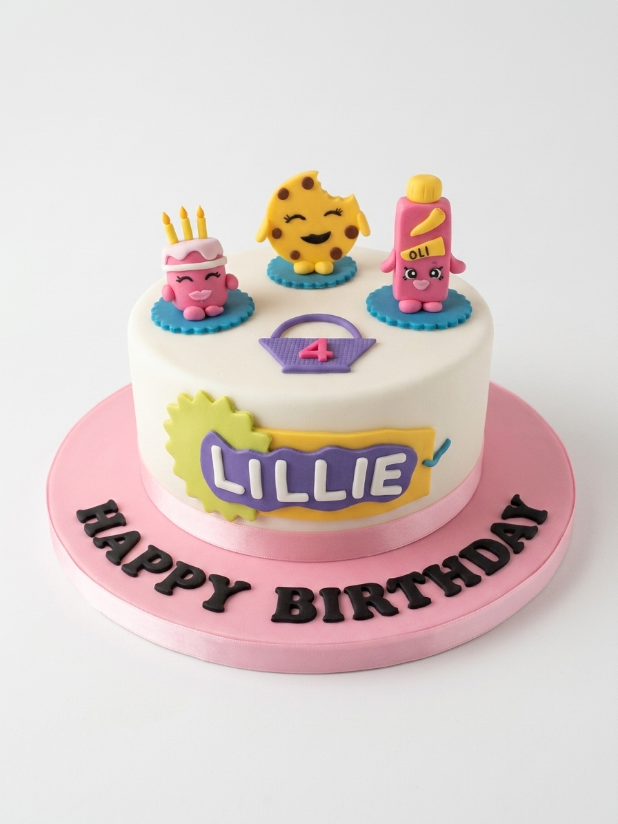 Shopkins Birthday Cake for Girls with Custom Age