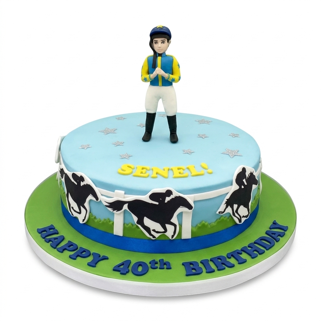 Personalised Horse Racing Jockey Birthday Cake