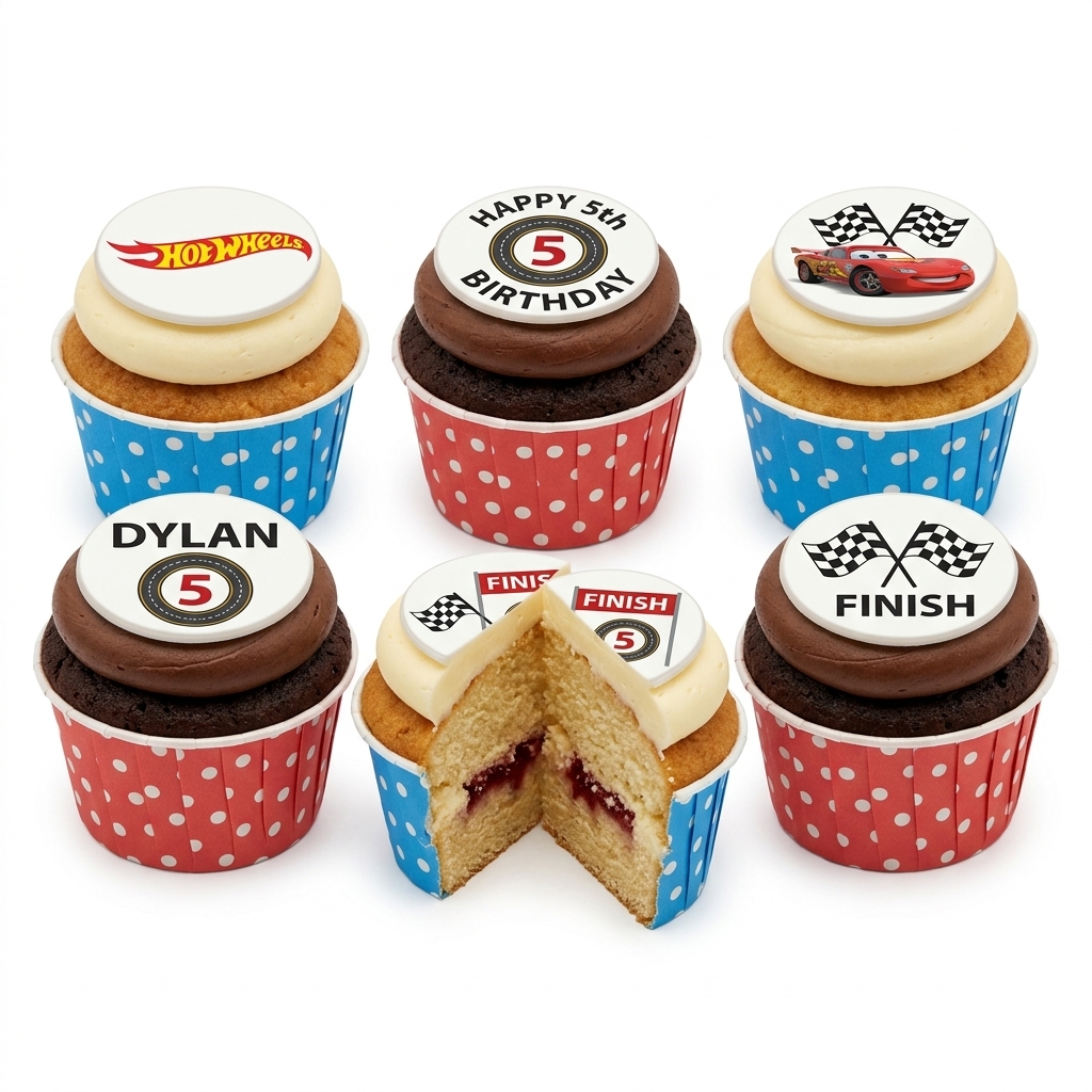 Kids Racing Car Birthday Cupcakes