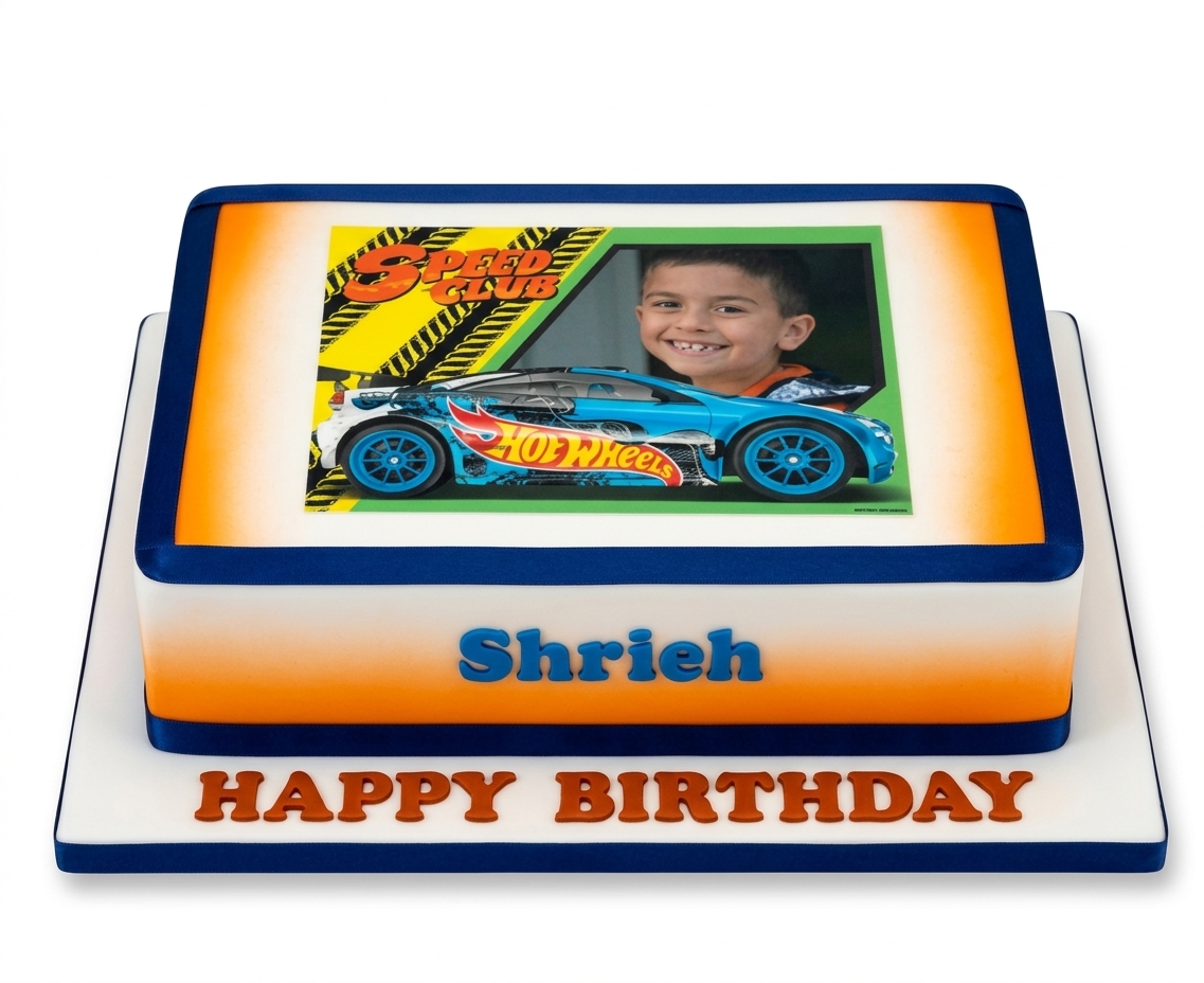 Hot Wheels Photo Birthday Cake