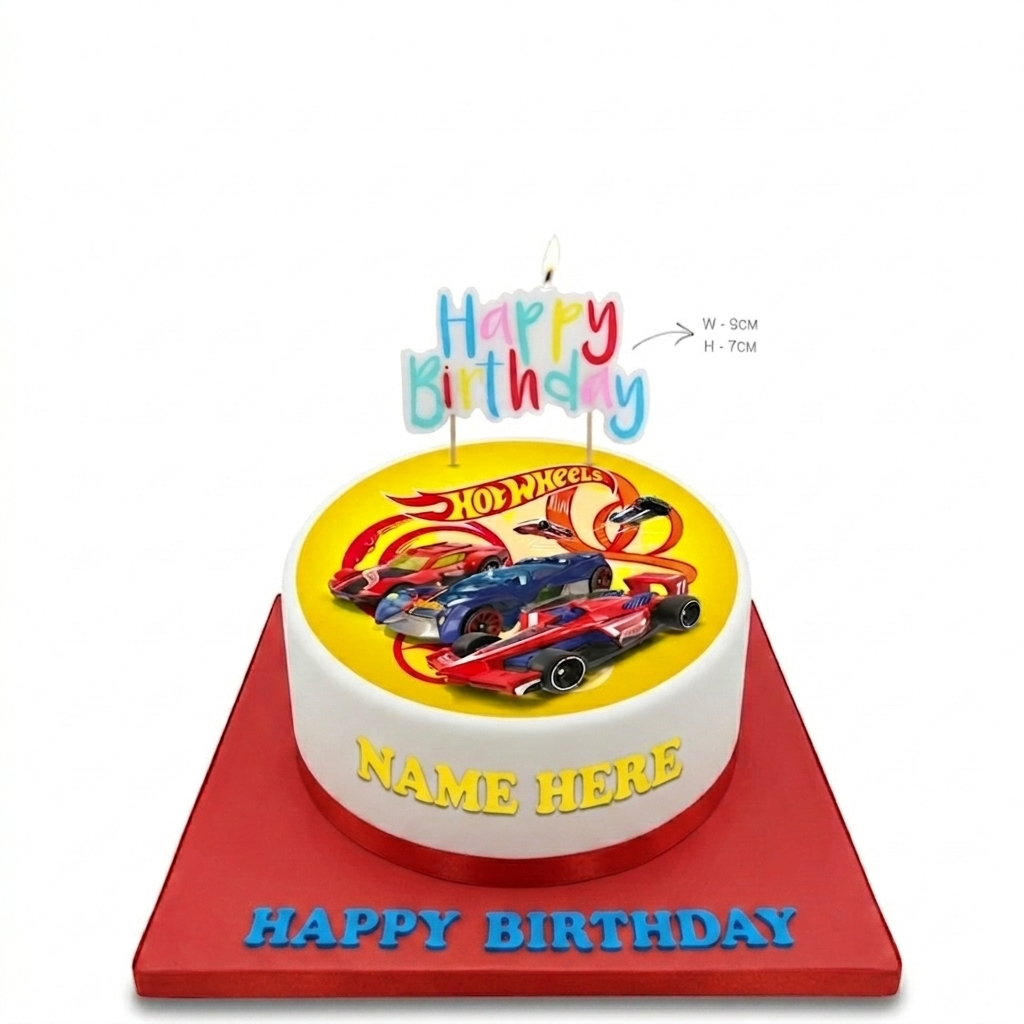 Hot Wheels Birthday Cake with Personalised Name
