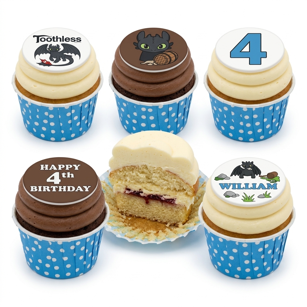 Toothless Dragon Kids Birthday Cupcakes