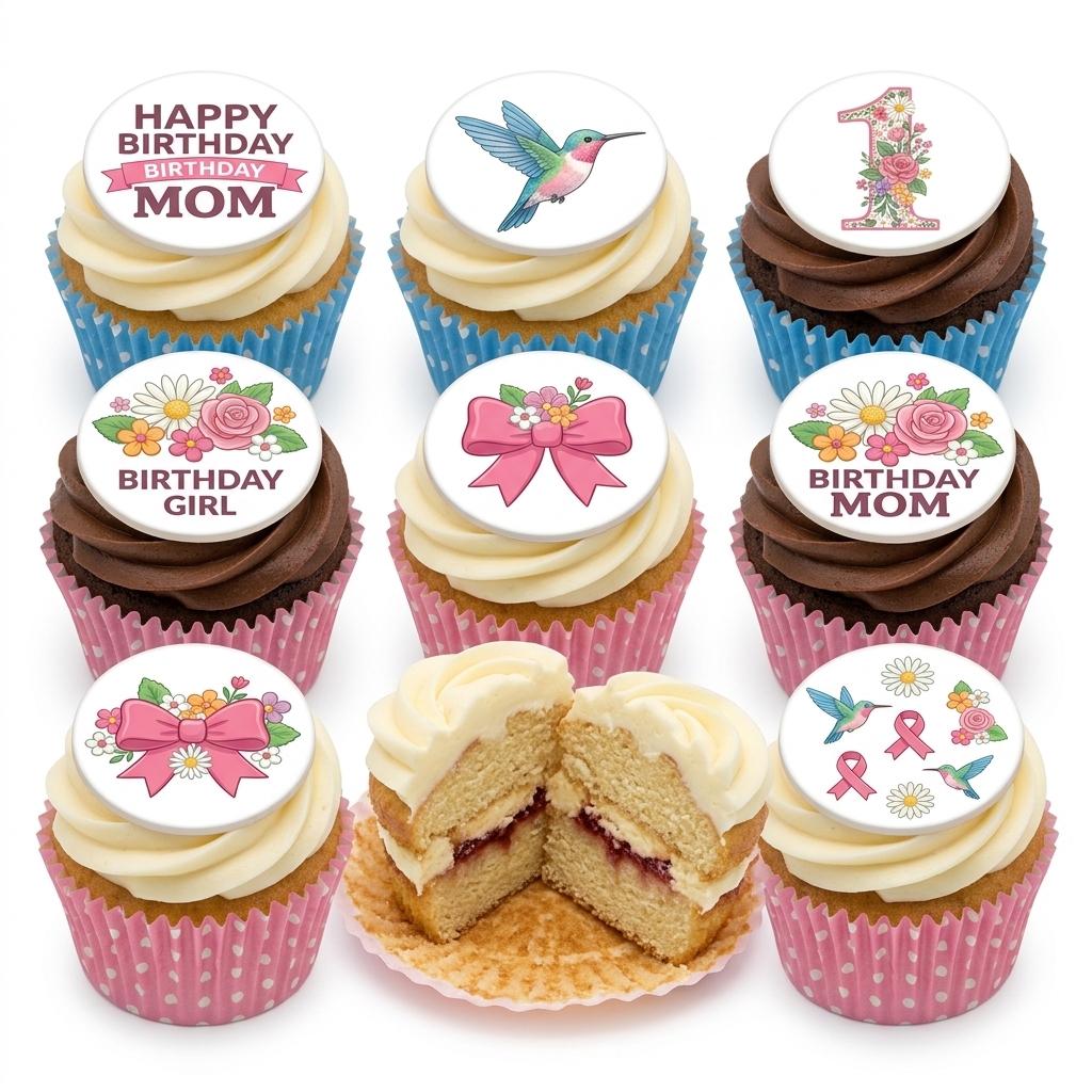Elegant Floral Birthday Cupcakes for Her