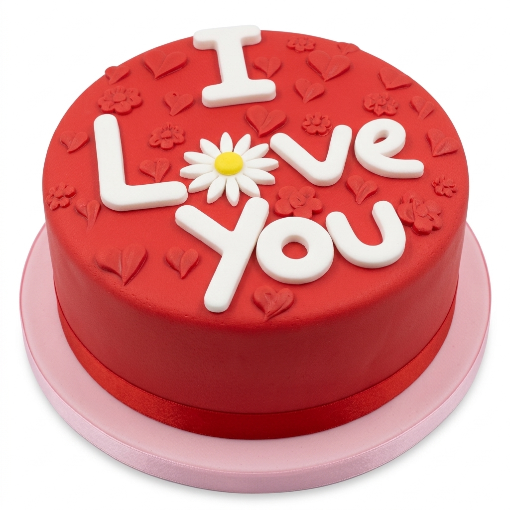 Red I Love You Heart Cake
