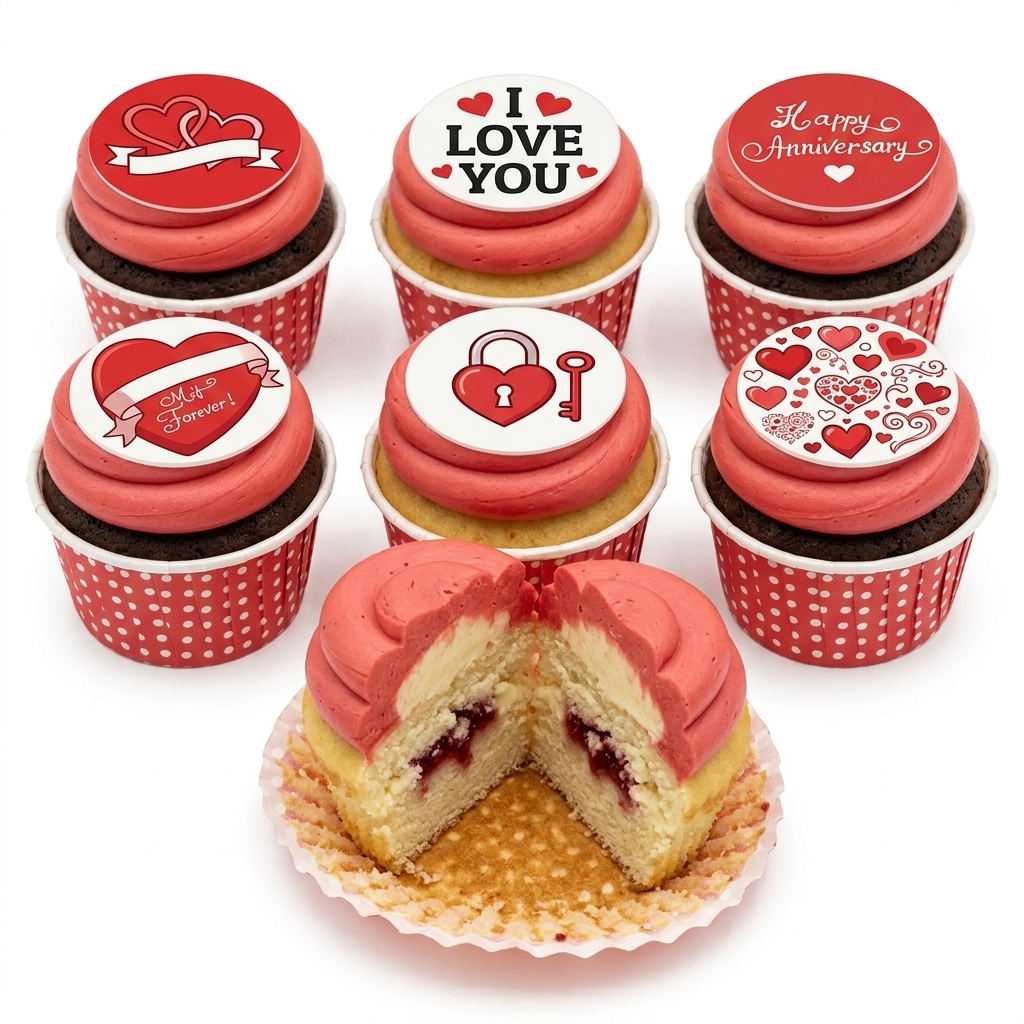 Romantic Heart Anniversary Cupcakes