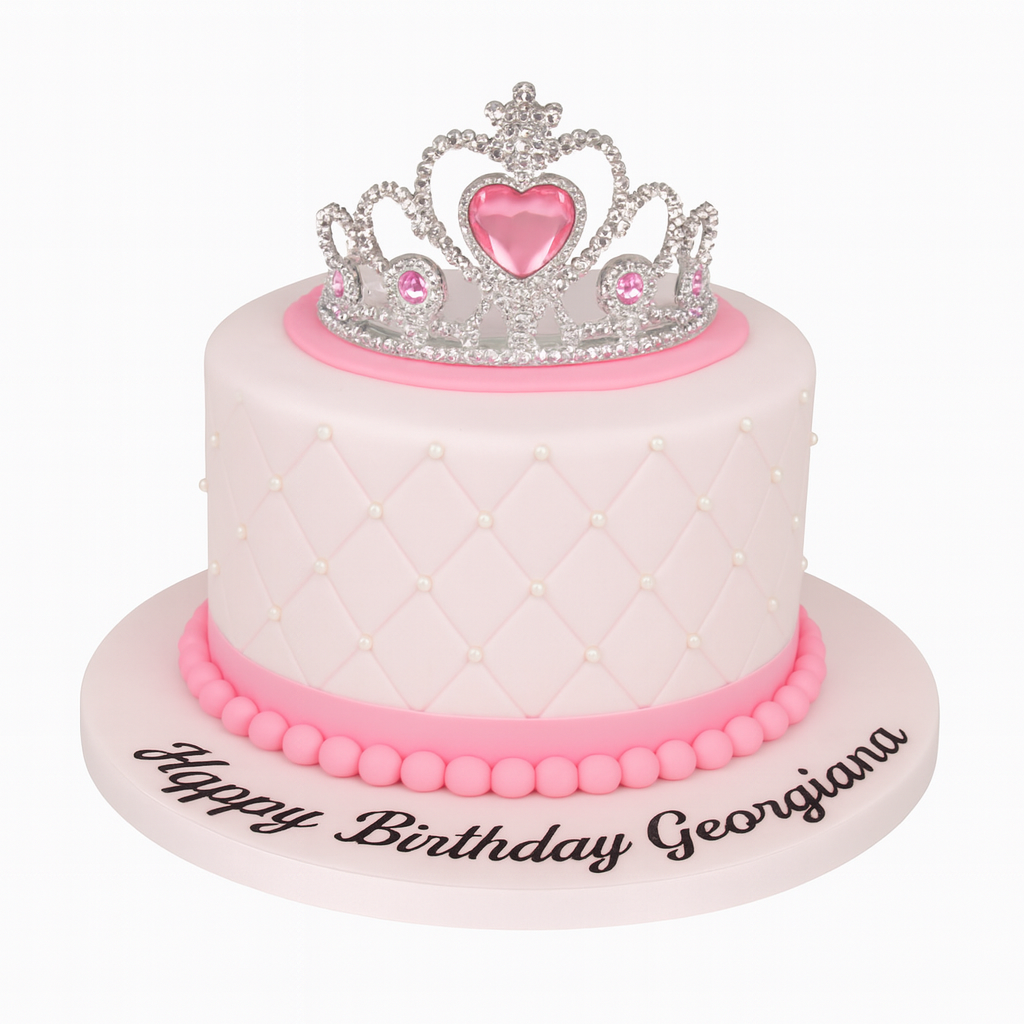 Icing birthday cake with Tiara On Top