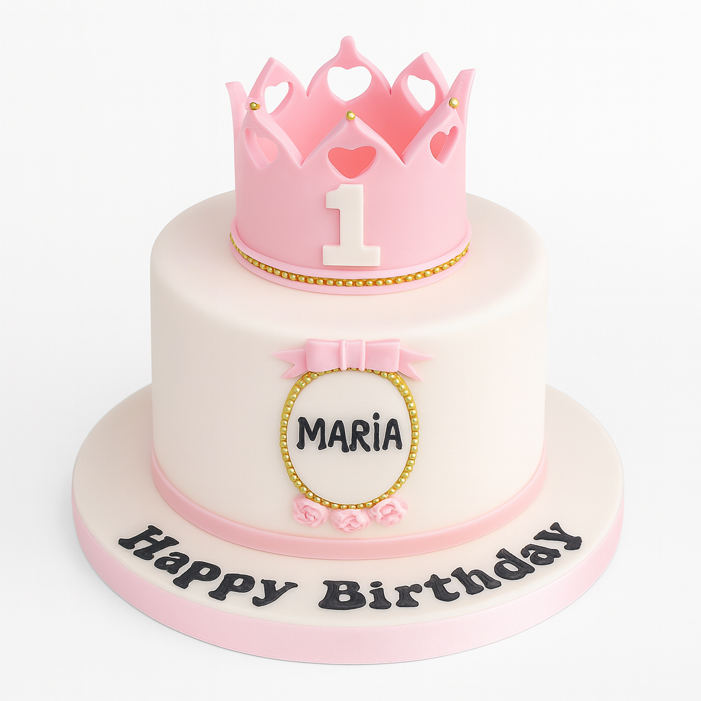 Icing Cake with Icing Crown on Top