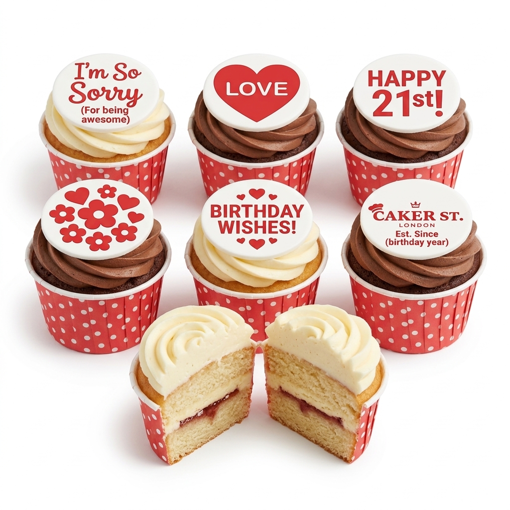 Adult Birthday Cupcakes with Custom Toppers