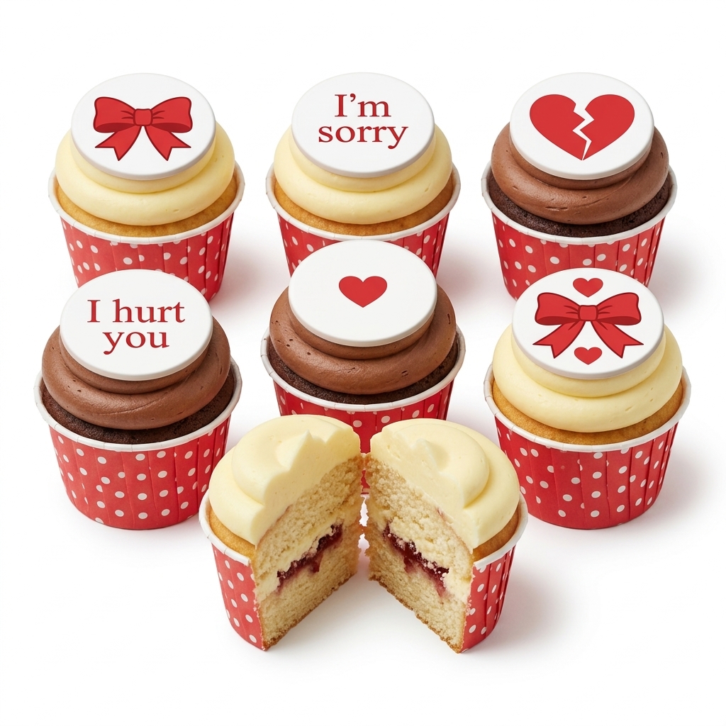Sorry Cupcakes with Hearts & Bows