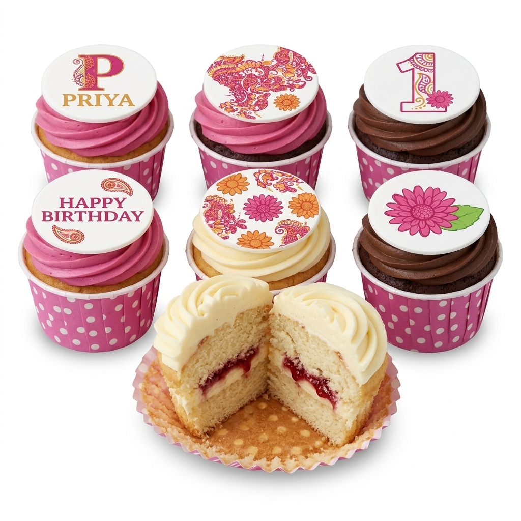 Elegant Floral Birthday Cupcakes for Her