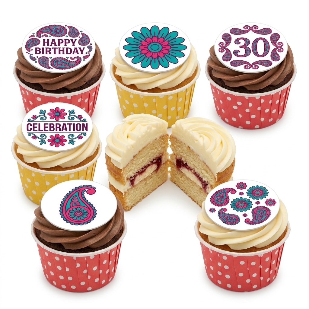Floral Paisley Birthday Cupcakes for Her