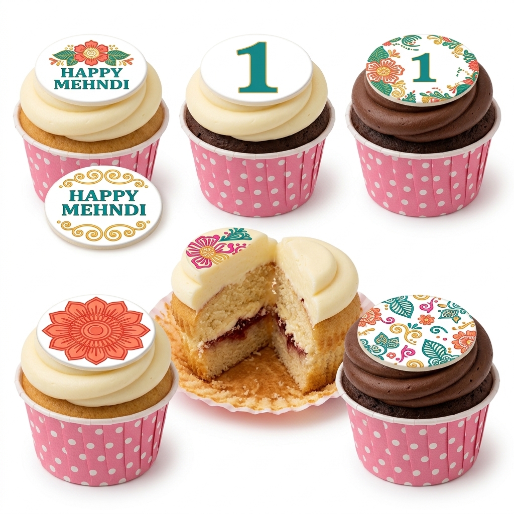 Happy Mehndi Floral Celebration Cupcakes
