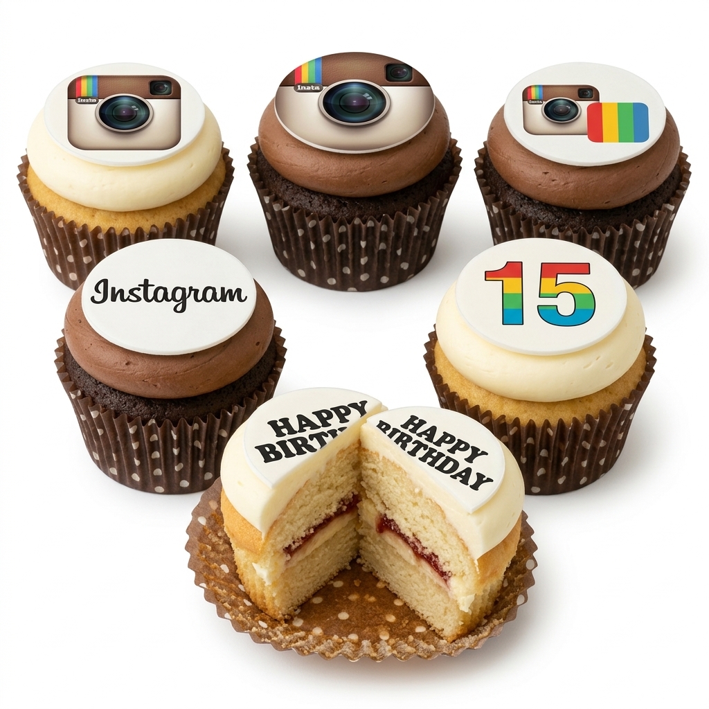 Instagram Birthday Cupcakes with Custom Age Topper
