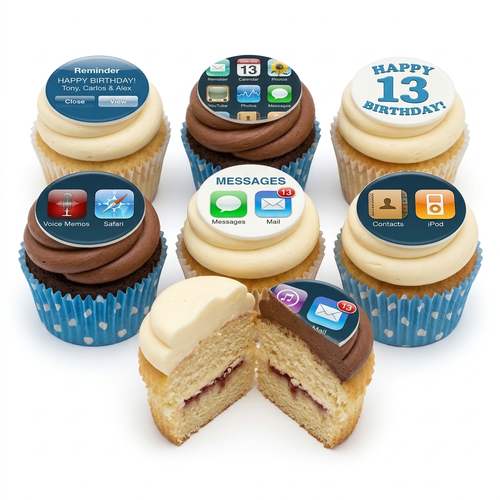 iPhone App Theme Birthday Cupcakes with Custom Age