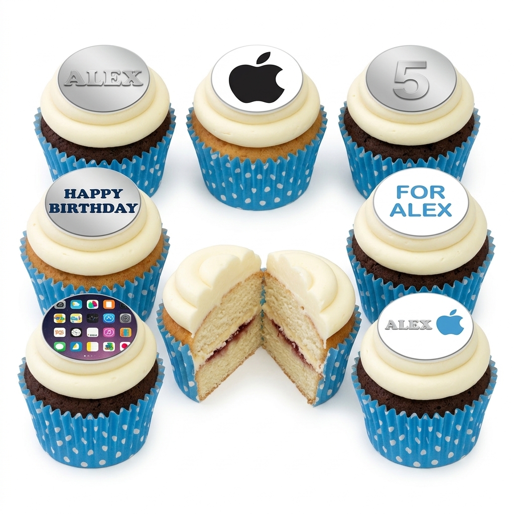 Personalised Apple Theme Birthday Cupcakes
